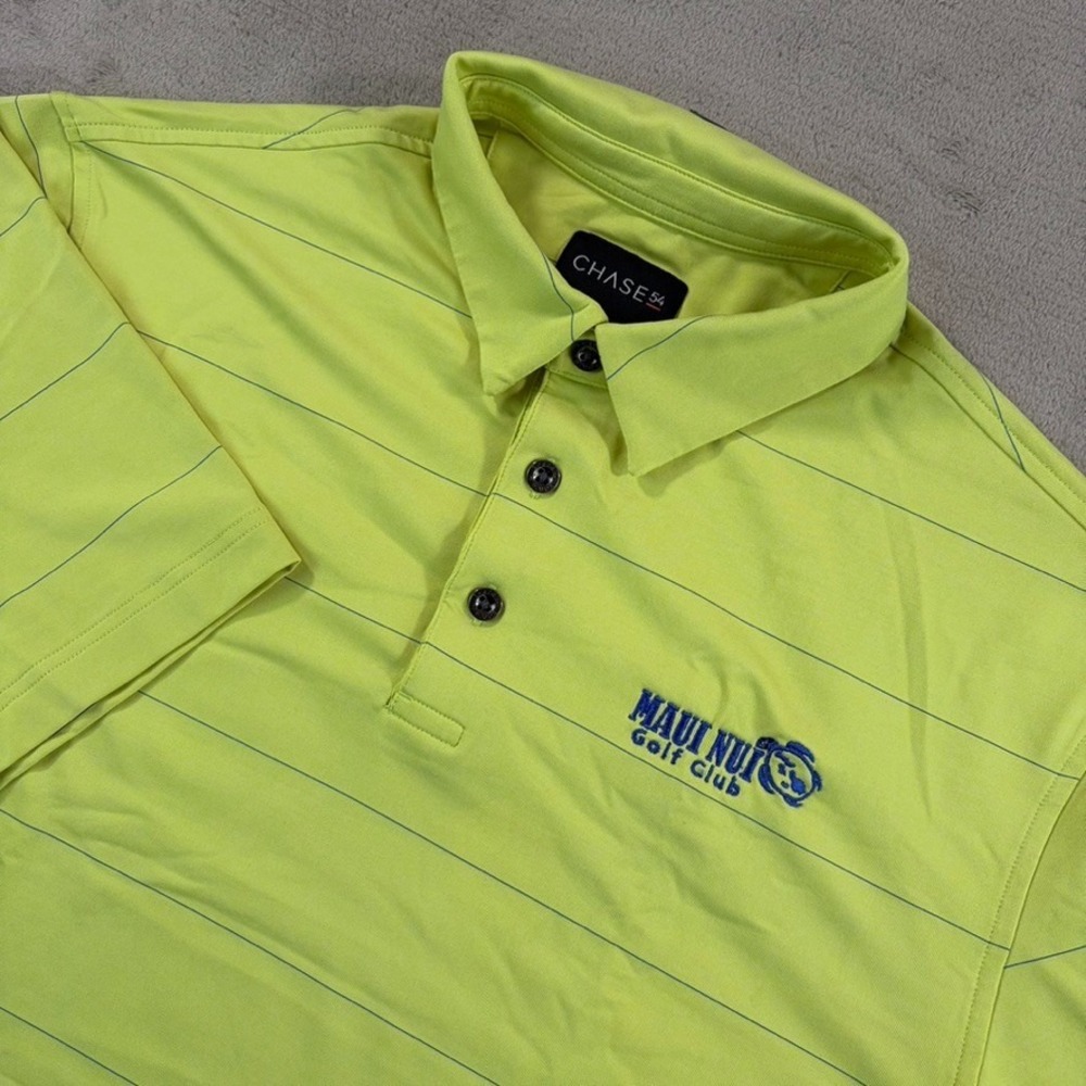 Maui Nui Golf Club x Chase 54 Performance Polo Shirt in Green Striped Men Large